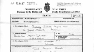 An official copy of a death certificate (UK).